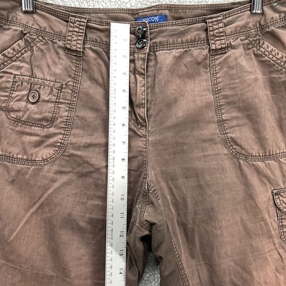 Encore Shorts Womens 14 Petites Dark Brown Cargo High Rise Button Zip Closure - Picture 3 of 12